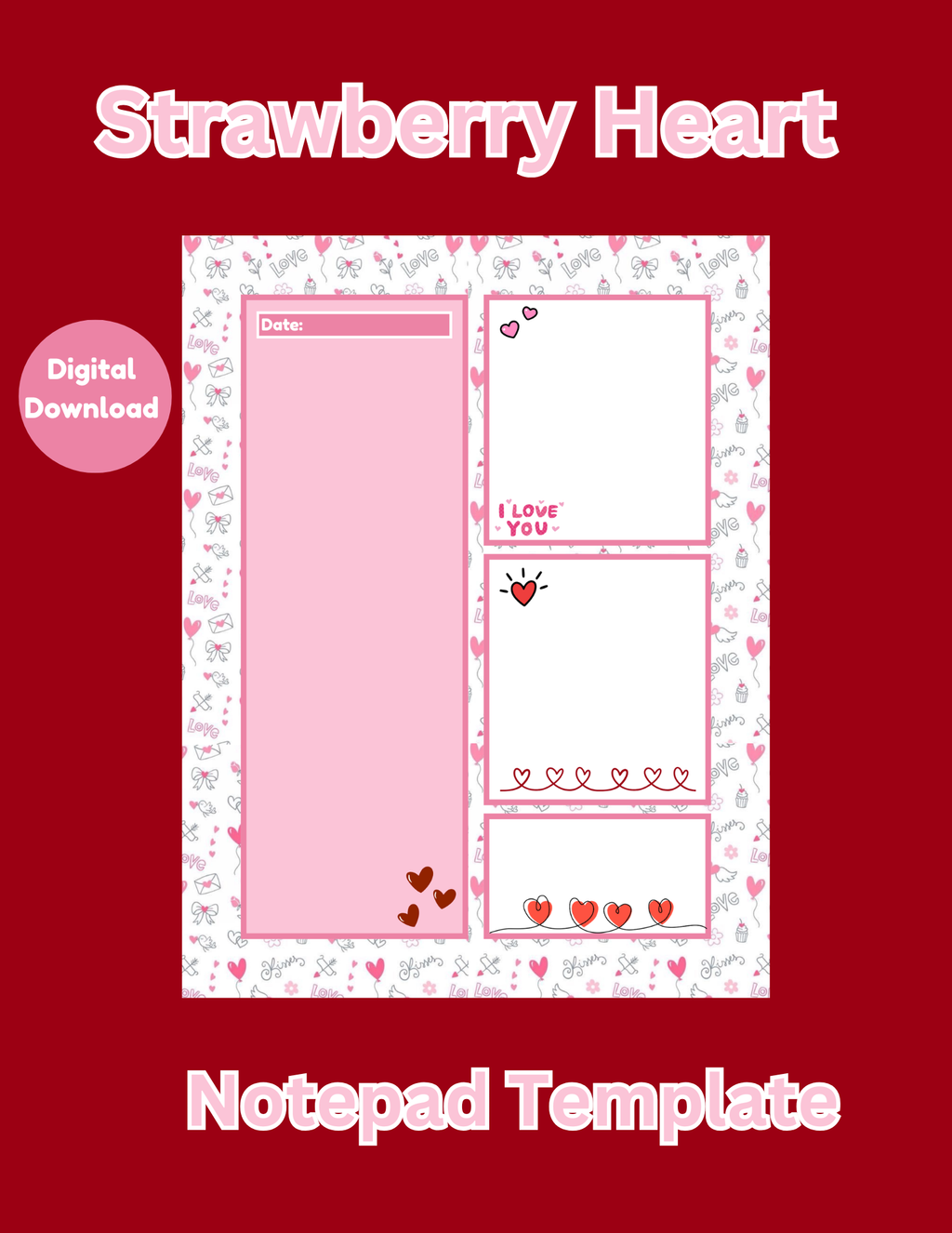 Strawberry Heart NotePad
