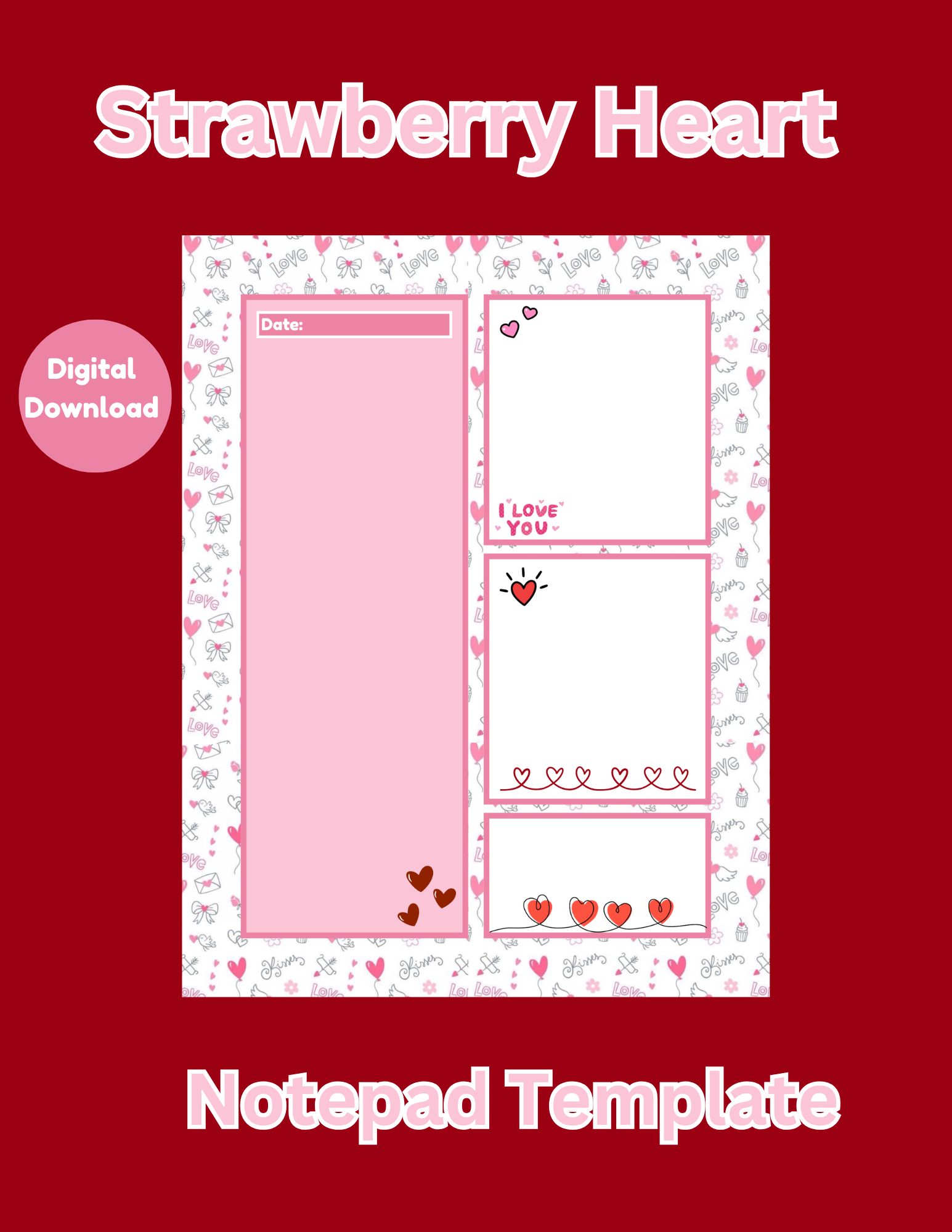Strawberry Heart NotePad