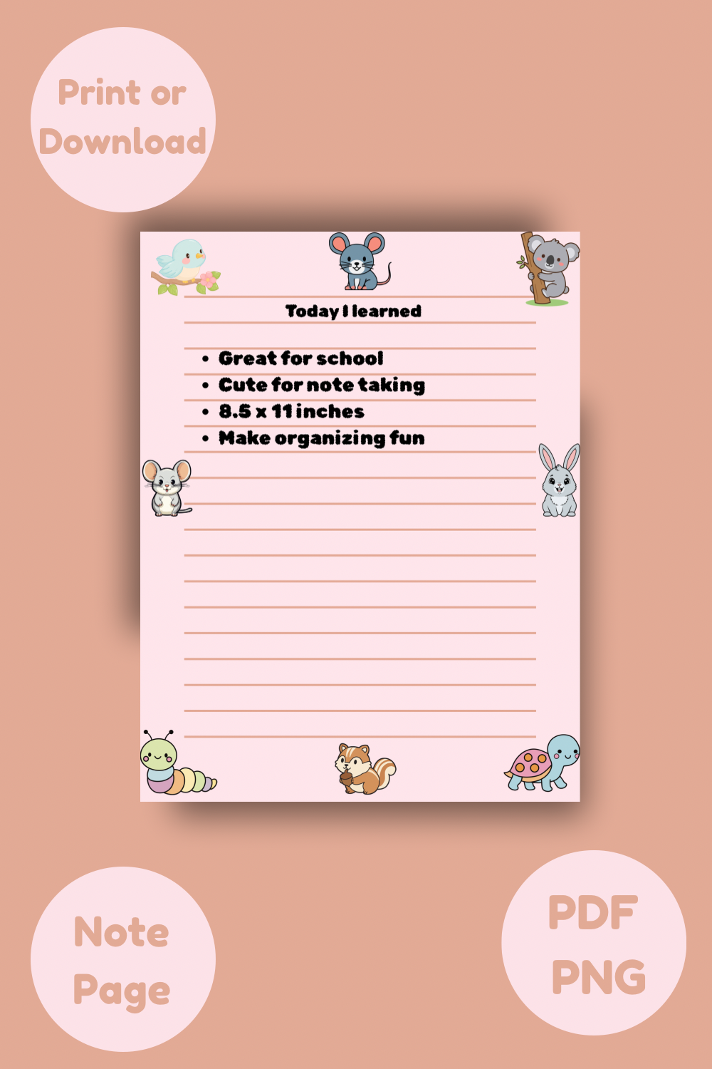 Animal Safari Note Page